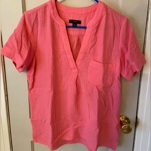 JCrew hot pink gauze popover